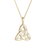 stock image of Solvar 18k gold flush set diamond large trinity knot necklace s47043