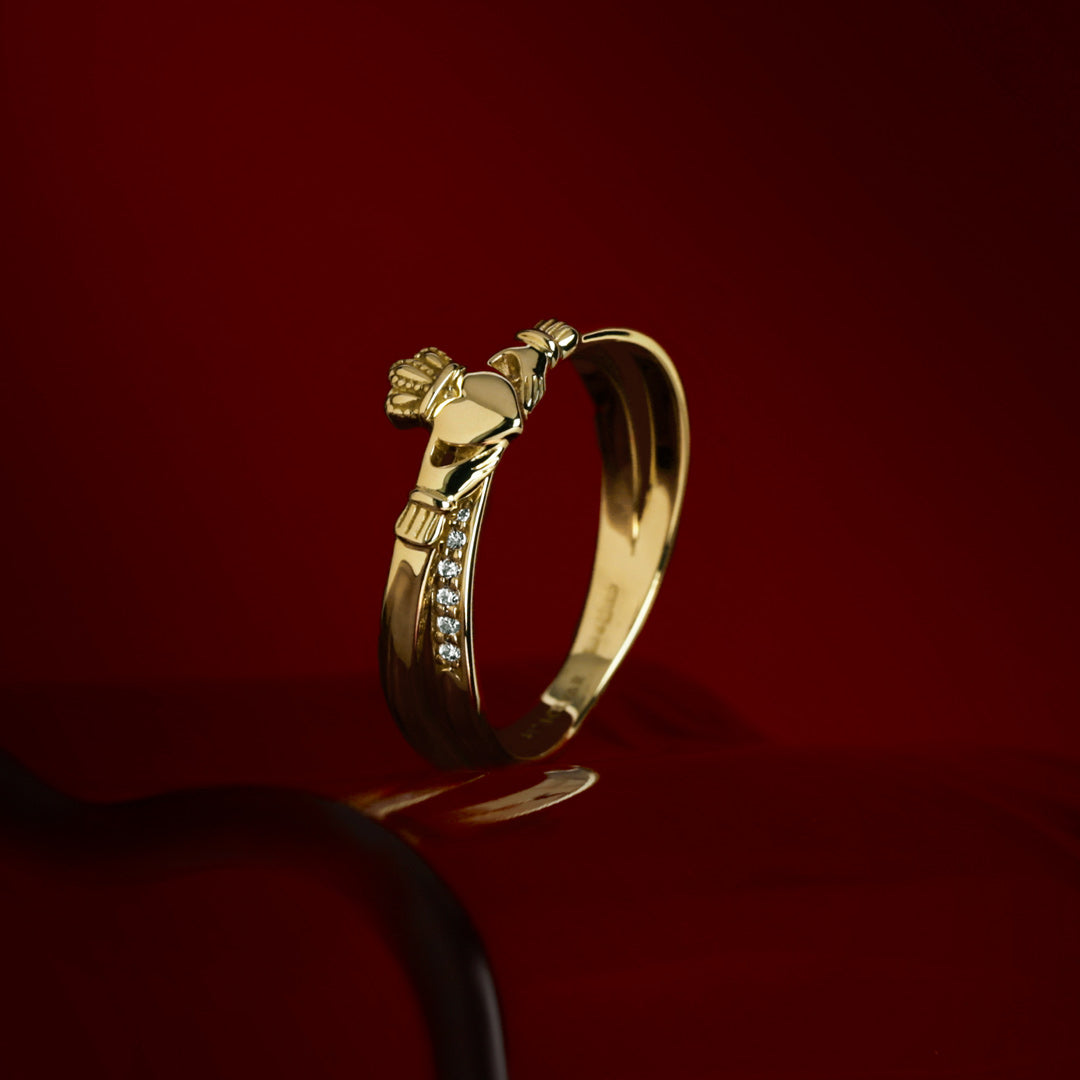 styled image of 10K Gold Cz Claddagh Crossover Ring S21153