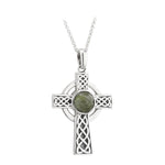 sterling silver connemara marble celtic cross necklace s46173 from Solvar