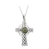 sterling silver connemara marble celtic cross necklace s46173 from Solvar