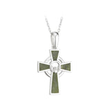 sterling silver connemara marble claddagh cross pendant s45452 from Solvar