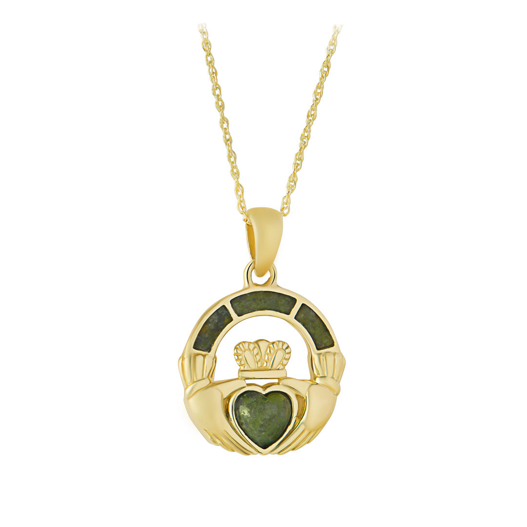 10k gold connemara marble claddagh necklace S47090 from Solvar