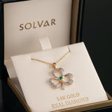 shamrock necklace s6104 presented in Solvar gold jewellery box