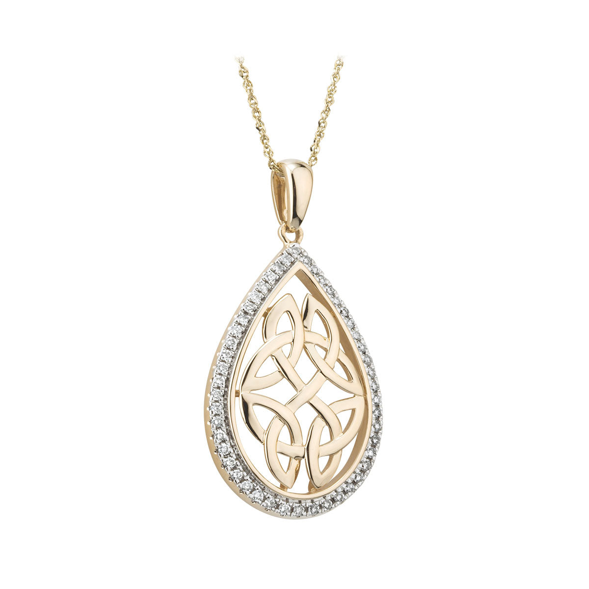 14K Gold Diamond Celtic Knot Pendant - Main Image