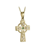 14k gold diamond emerald celtic cross pendant s44003 from Solvar