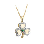 10k gold diamond and emerald shamrock pendant s46501 from Solvar