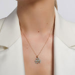 emerald shamrock necklace s46501 on a model