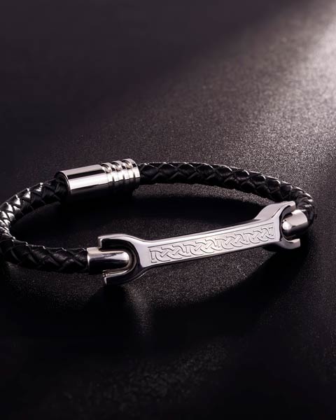 style image of men's celtic bracelet on a dark background