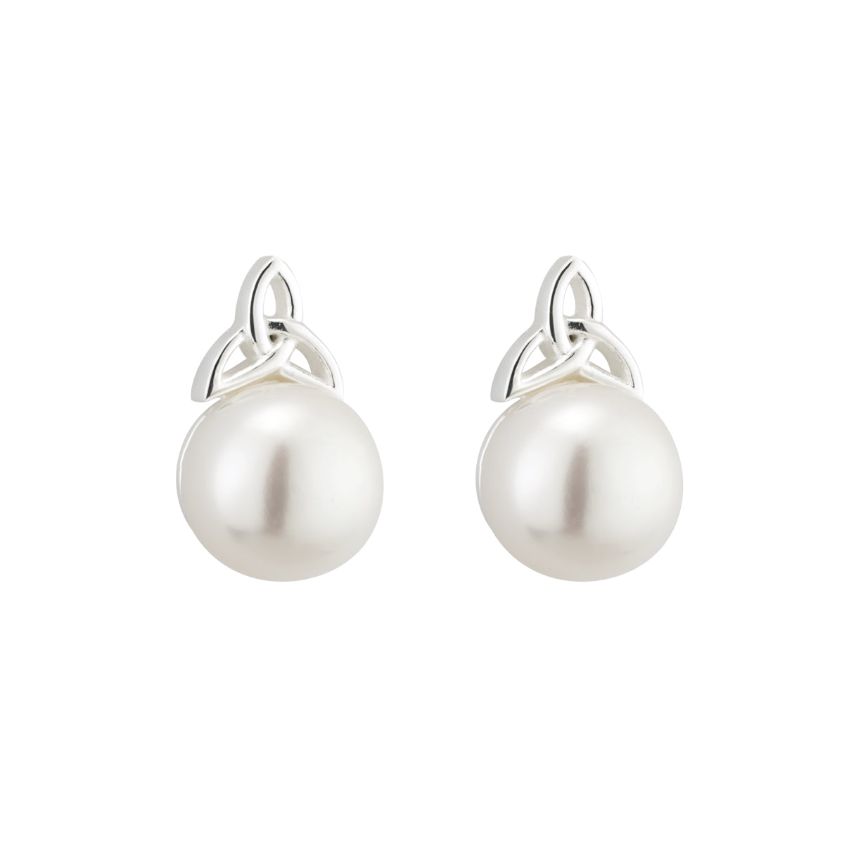 pearl sterling silver trinity knot stud earrings s33774 from Solvar