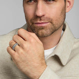 a male model wearing silver celtic knot ring from Solvar