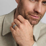 silver celtic knot band on a male model 2