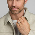 a male model wearing silver celtic knot ring from Solvar