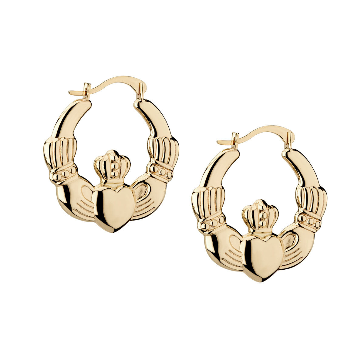 yellow gold Claddagh hoop earrings s3056 from Solvar