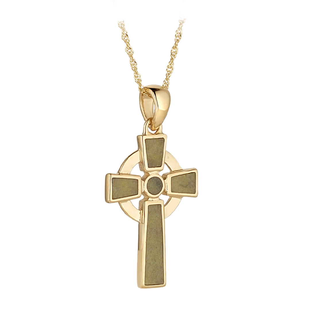 10k gold connemara marble celtic cross necklace S47094 from Solvar