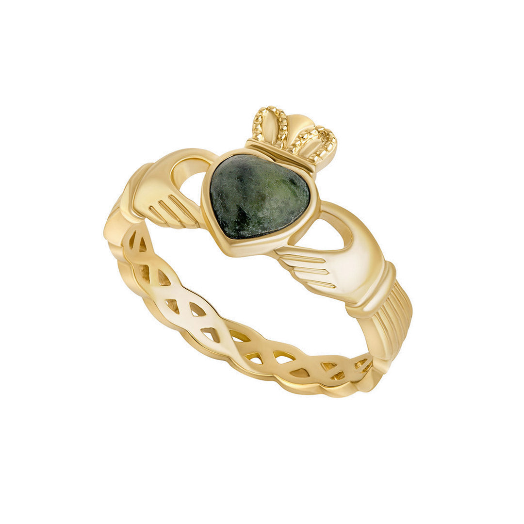 ladies 10k gold connemara marble celtic claddagh ring S21188 from Solvar