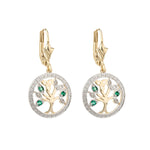 14K gold diamond and emerald tree of life earrings s33748 from Solvar