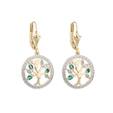 14K gold diamond and emerald tree of life earrings s33748 from Solvar