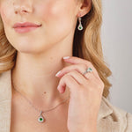 Sterling Silver Cluster Green CZ Trinity Knot Ring S21134 on a model 1