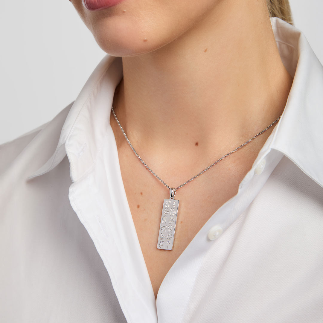 history of ireland ingot necklace on a model