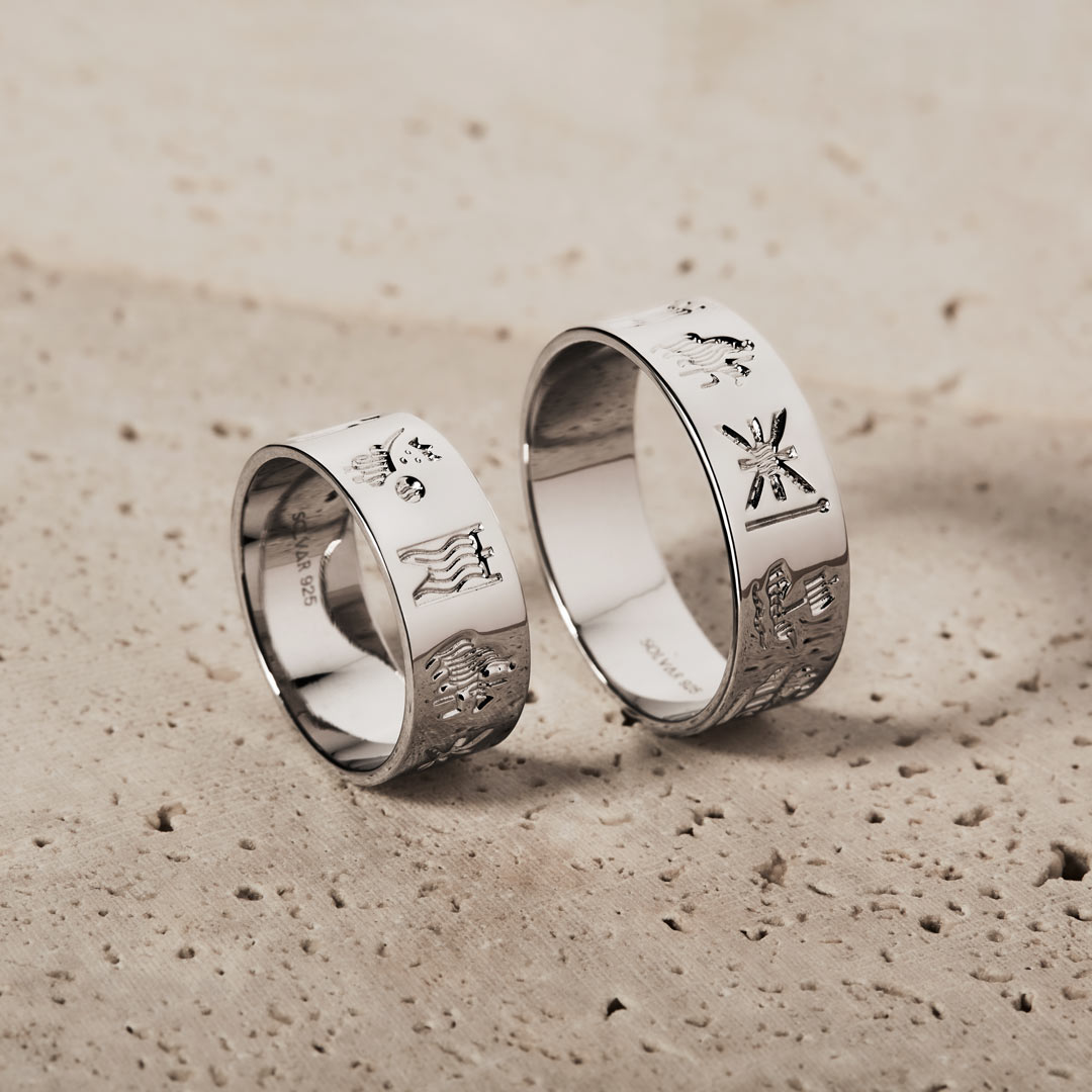 lifestyle image of silver History of Ireland rings from Solvar
