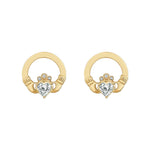 0.5carat lab diamond claddagh stud earrings in yellow gold