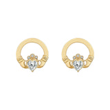 0.5carat lab diamond claddagh stud earrings in yellow gold