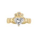 1.25ct lab grown diamond claddagh ring in 14k yellow gold