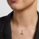 14k gold multi tone gold colour trinity knot pendant s44529 on a model 2