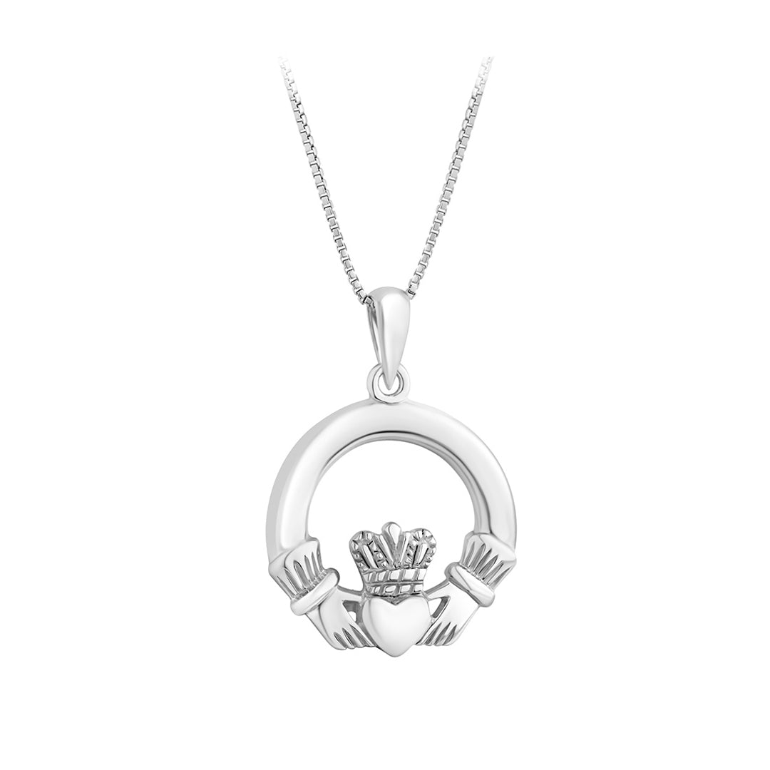 Tuscany Silver Ciondolo Claddagh in stardust su catena curb in argento sterling - 46 cm/18 pollici, per donna Tuscany Silver Ciondolo Claddagh in stardust su catena curb in argento sterling - 46 cm/18 pollici, per donna