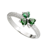 ladies sterling silver green cubic zirconia shamrock ring s21039 from Solvar