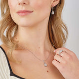 a model wearing Solvar cluster cz trinity knot necklace s46996