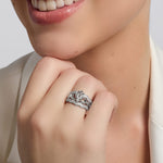 ladies 14k white gold diamond irish claddagh ring s21024 from Solvar on a model 2