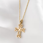 lifestyle image of womens gold Celtic cross necklace s47033 from Solvar