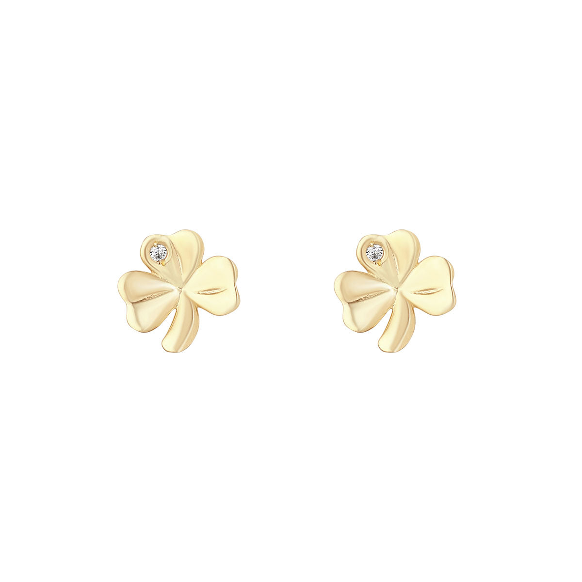 Solvar 10k gold cubic zirconia shamrock stud earrings S34156