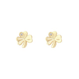 Solvar 10k gold cubic zirconia shamrock stud earrings S34156