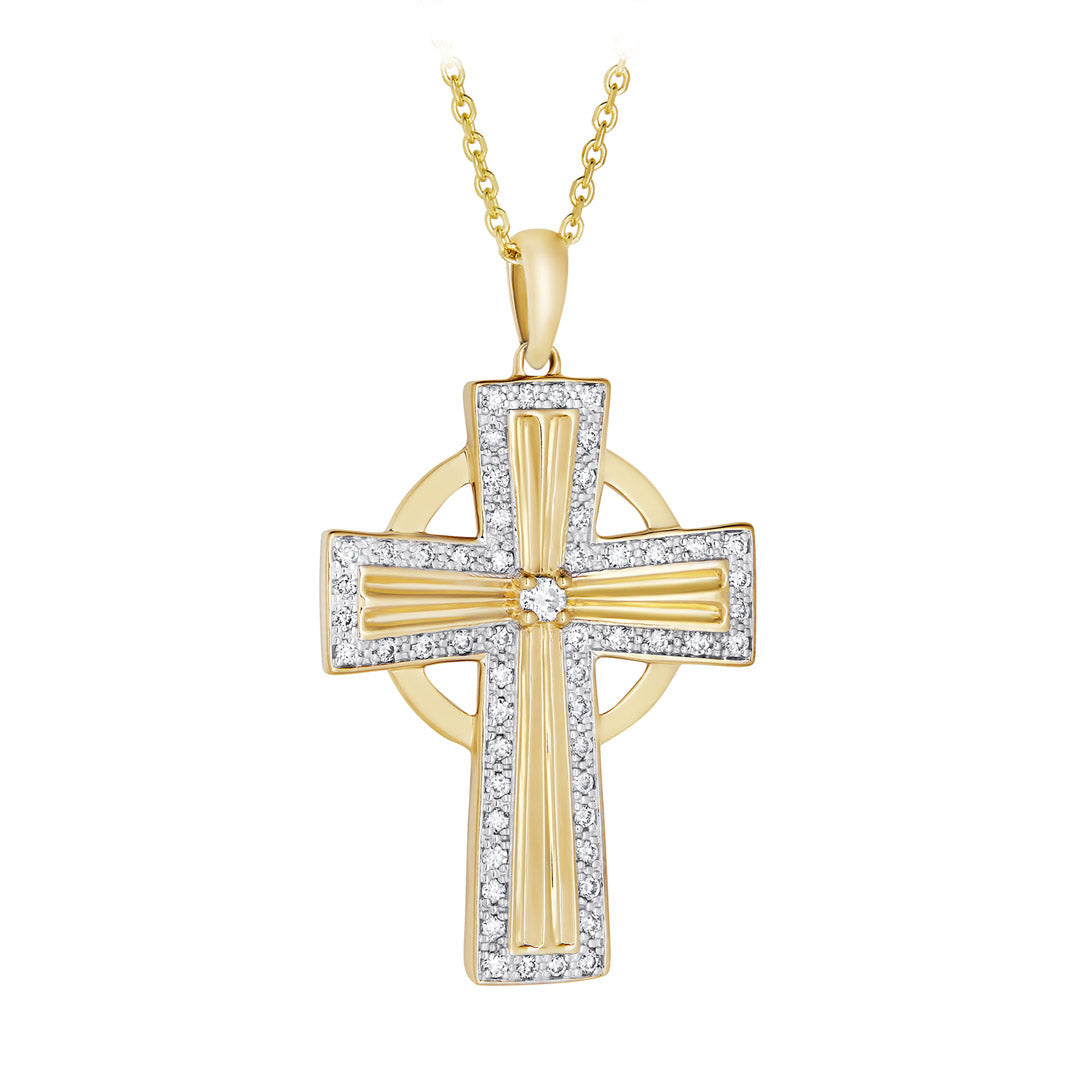 Product image of 14K Gold Diamond Celtic Cross Pendant from Solvar jewellery