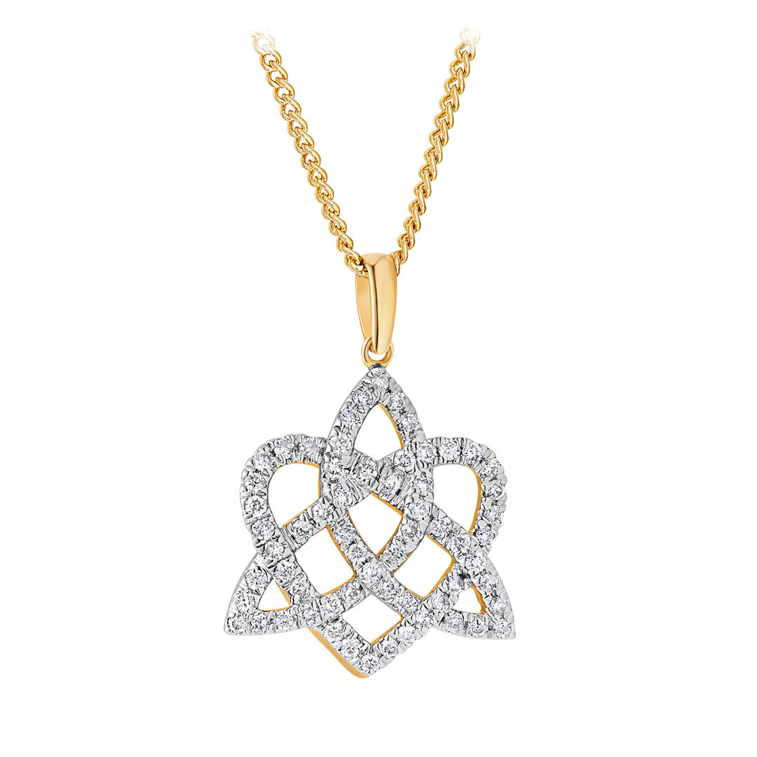 Product image of 14K Gold All Diamond Heart & Celtic Knot Pendant from Solvar jewellery