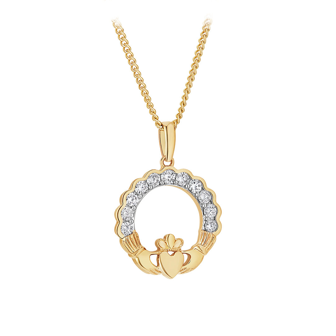 Product image of 14K Gold Diamond Claddagh Pendant from Solvar jewellery