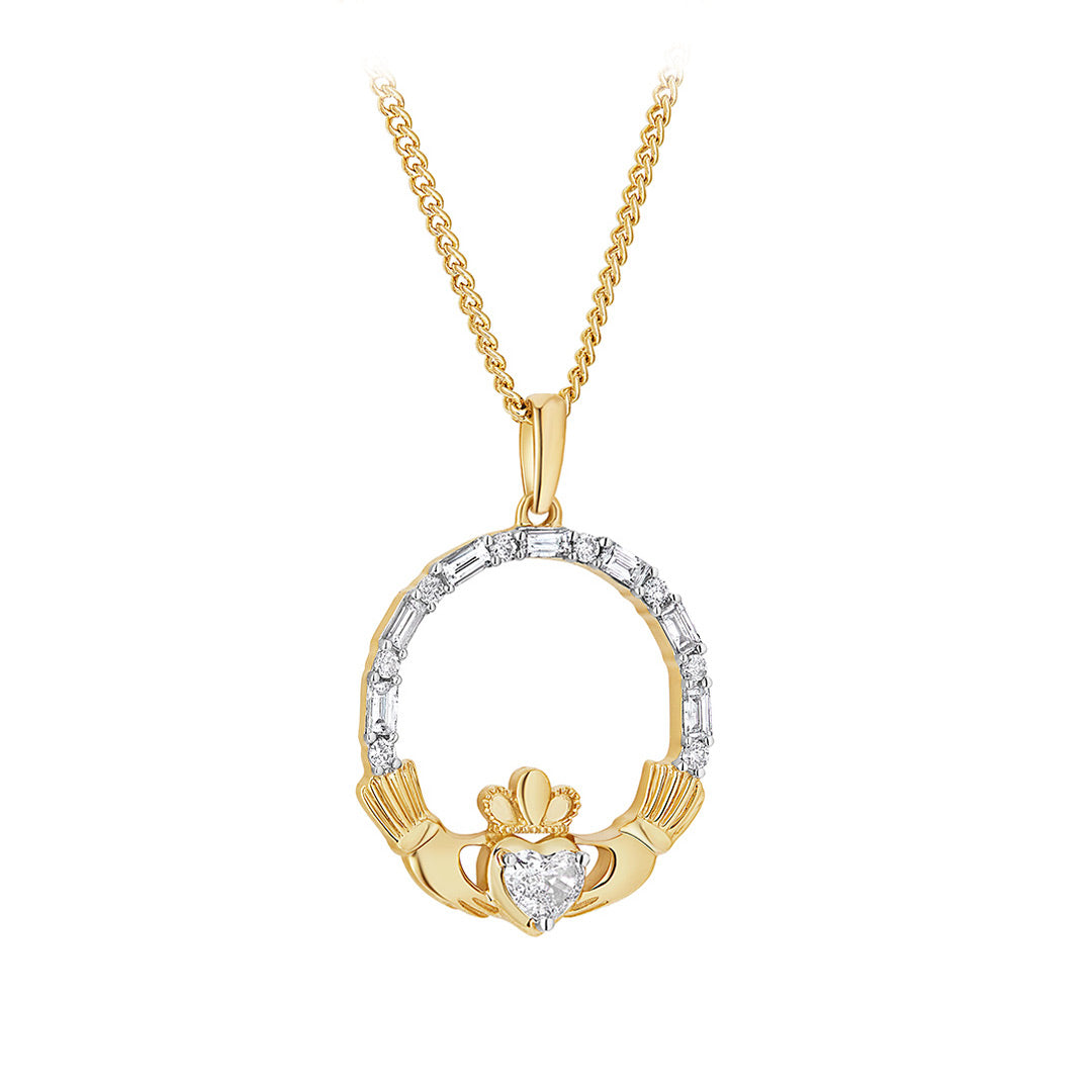Product image of 14K Gold Diamond Heart Claddagh Pendant from Solvar jewellery
