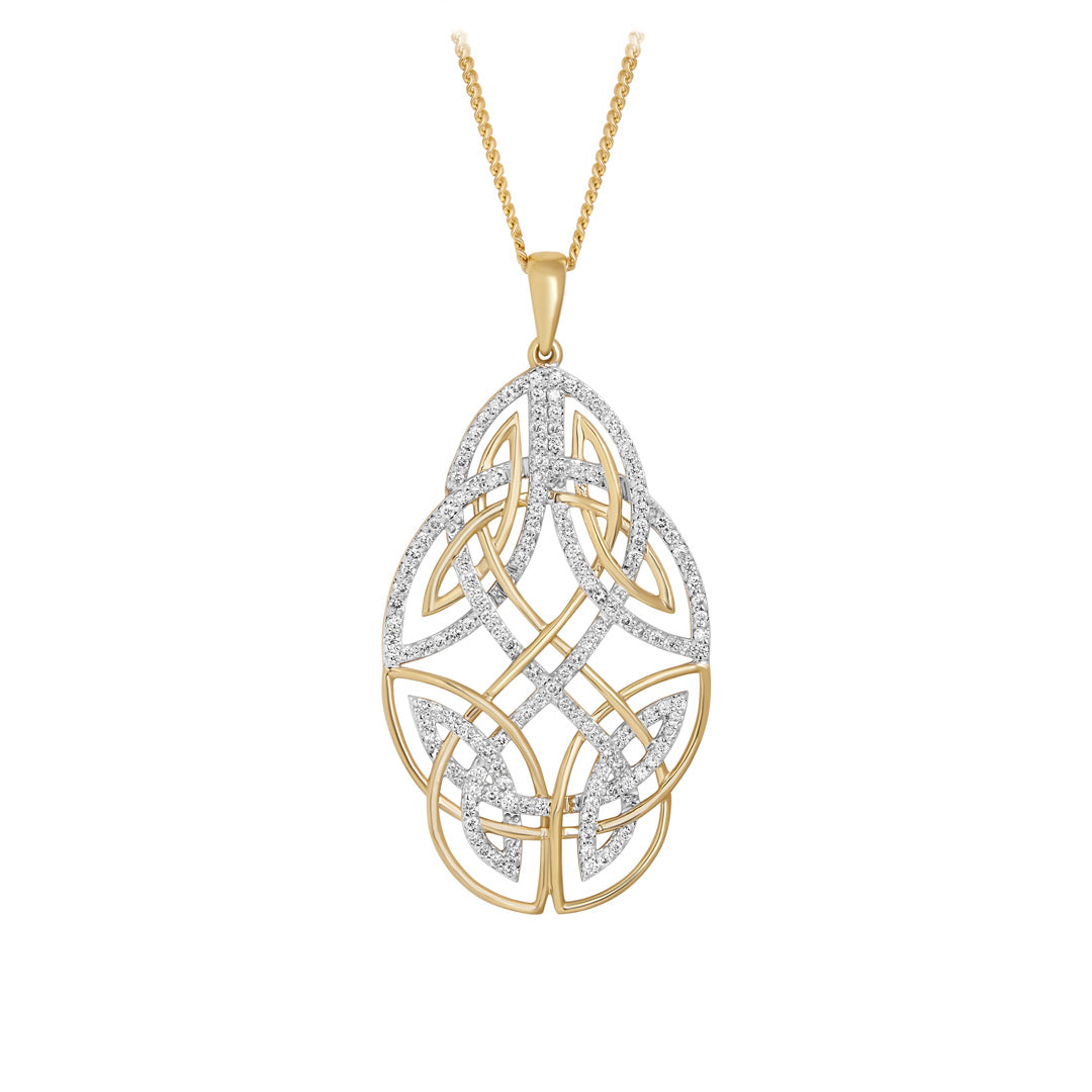 Product image of 14K Gold Diamond Large Celtic Knot Pendant from Solvar jewellery