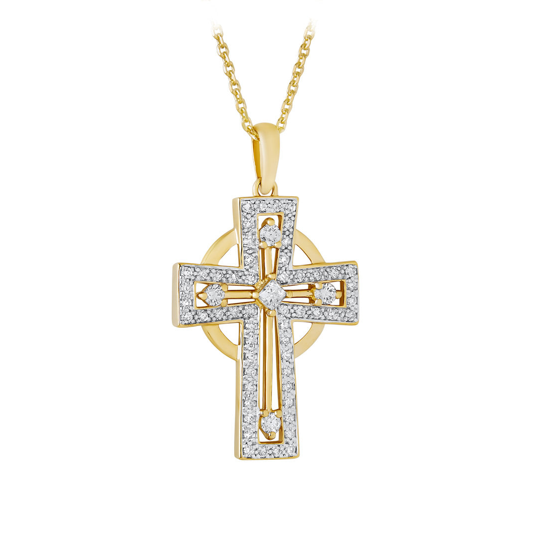 Product image of 14K Gold Diamond Open Celtic Cross Pendant from Solvar jewellery