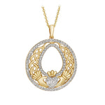 Product image of 14K Gold Large Diamond Celtic Claddagh Necklace from Solvar jewellery