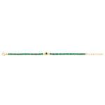 product shop of emerald claddagh tennis bracelet in yellow gold presented in an open state 