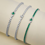 close up shot of Claddagh 3mm cz tennis bracelets stack from Solvar