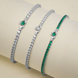 close up shot of Claddagh 3mm cz tennis bracelets stack from Solvar