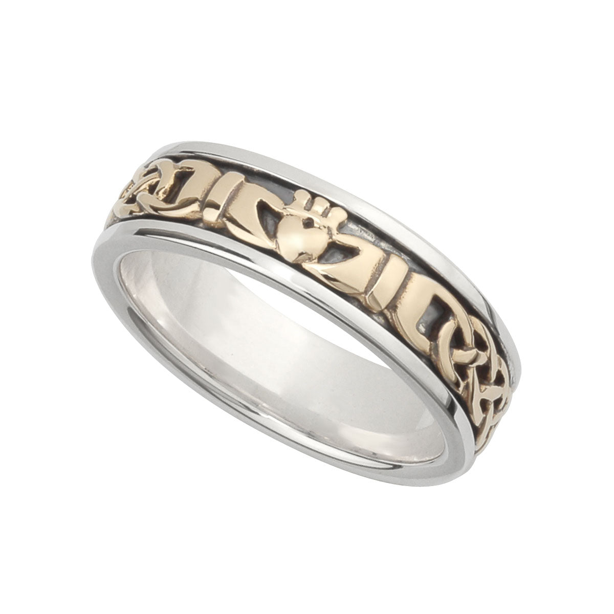 Ladies gold and silver claddagh band ring s21007 from Solvar