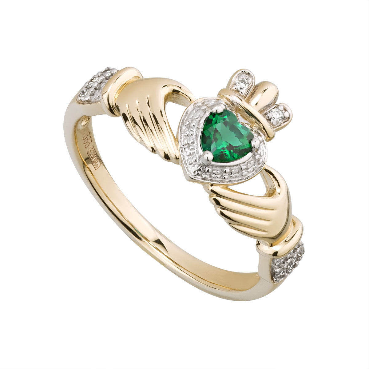 ladies 14k gold diamond and emerald claddagh ring s21030 from Solvar