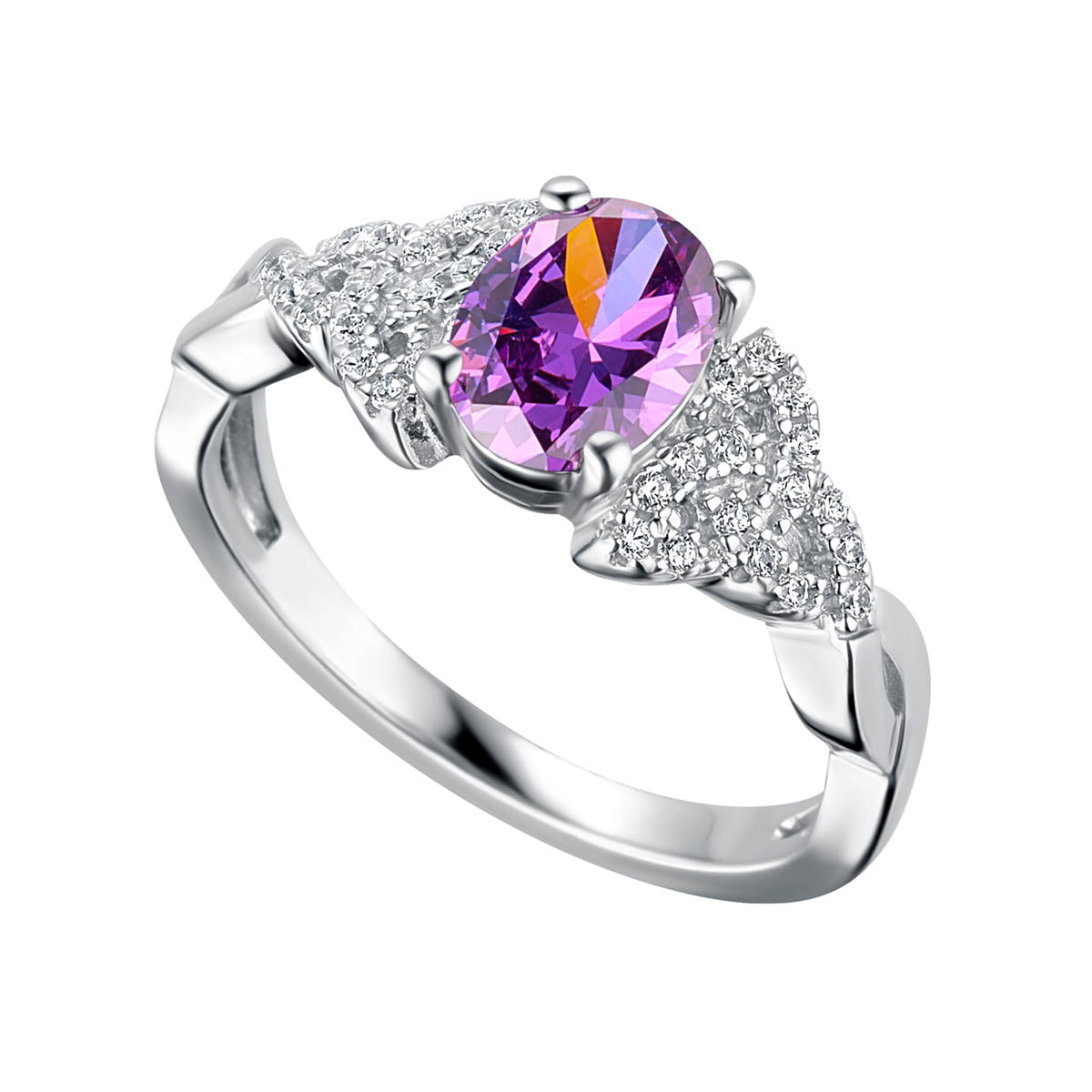 Stock image of Solvar Sterling Silver February Birthstone Trinity Knot Ring S2113502