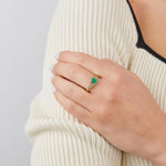 Solvar 14K Gold Emerald Trinity Knot Ring S21136 on a model