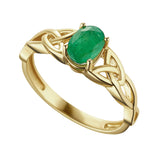 Stock image of Solvar 14K Gold Emerald Trinity Knot Ring S21136